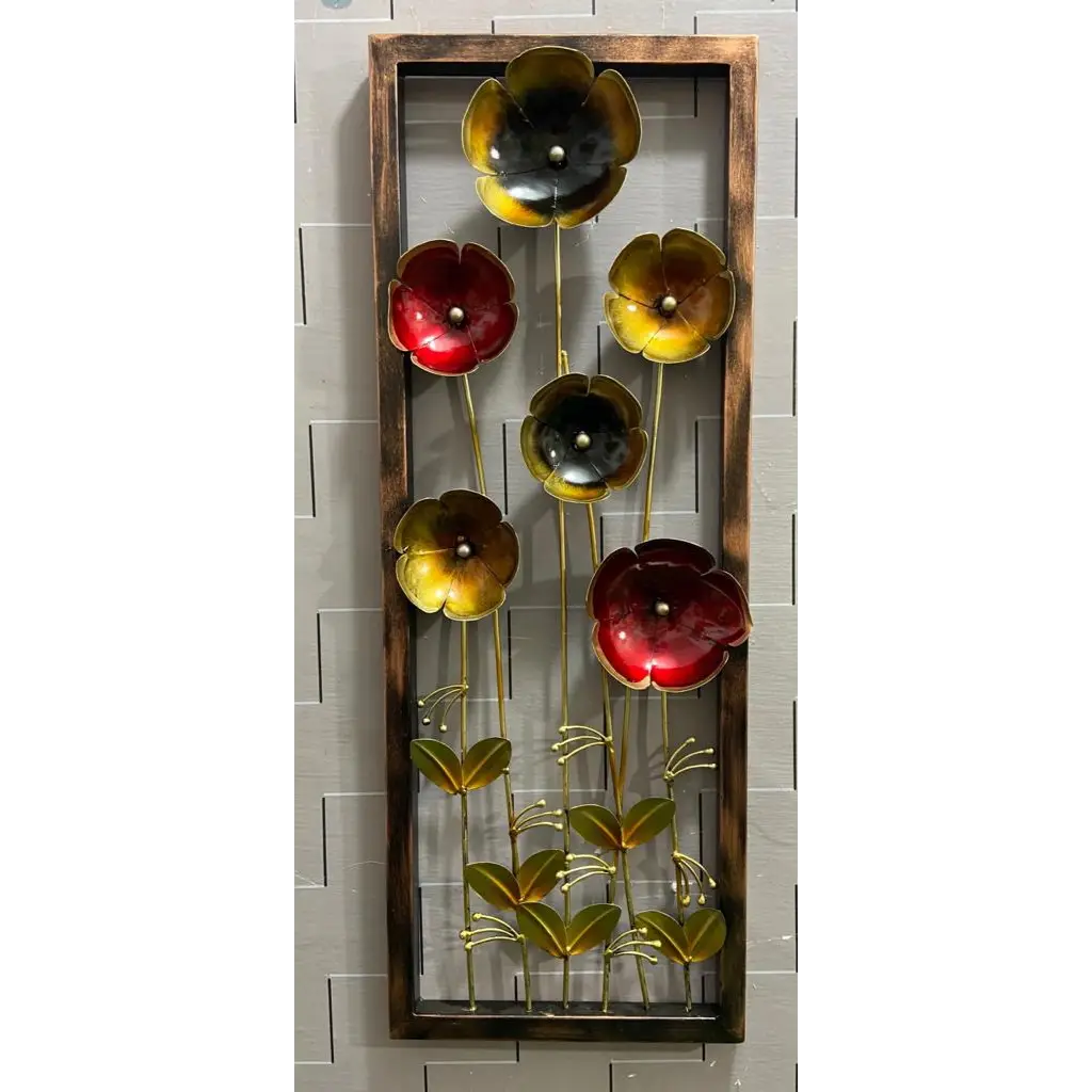 Scarlet Bloom – Handcrafted Metal Floral Wall Frame